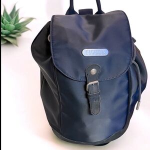 KIPLING Y2K Backpack Sling Bag VINTAGE Navy Blue Nylon Suede FAST SHIP 3270-5